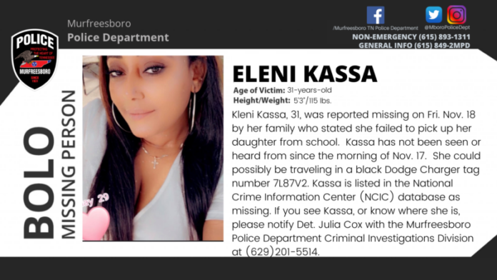 MISSING PERSON: Eleni Kassa Reported Missing on November 18