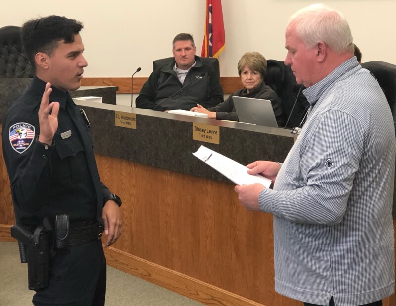 dickson mayor administers peace officers oath to officer marco salas-tirado
