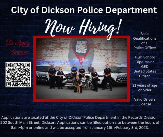 dickson police jobs