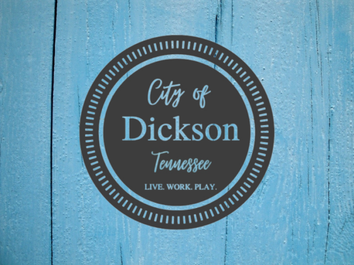 City of Dickson Logo on Blue Background