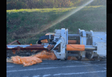 I-40 Blocked in Nashville After Truck Carrying 22,000-pound Metal Press Overturns